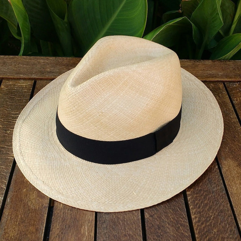 Genuine Ecuadorian Natural Panama Hat Handwoven in Ecuador Toquilla Palm Hat Fedora Hat Cuenca Style Ecuador Authentic