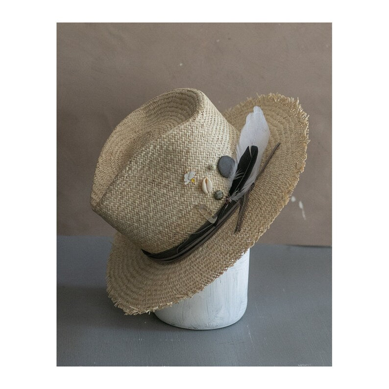 Raffia Straw Fedora- Haute Couture Straw Hat