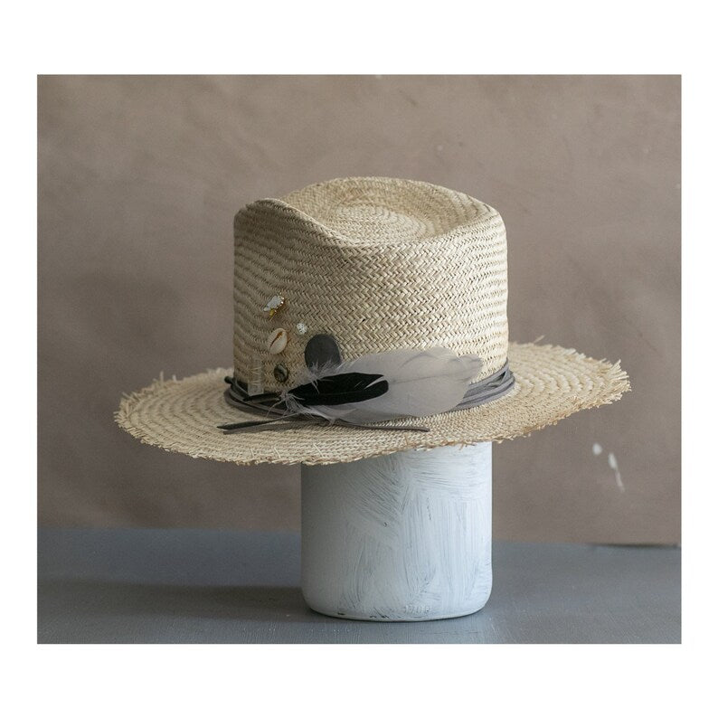 Raffia Straw Fedora- Haute Couture Straw Hat