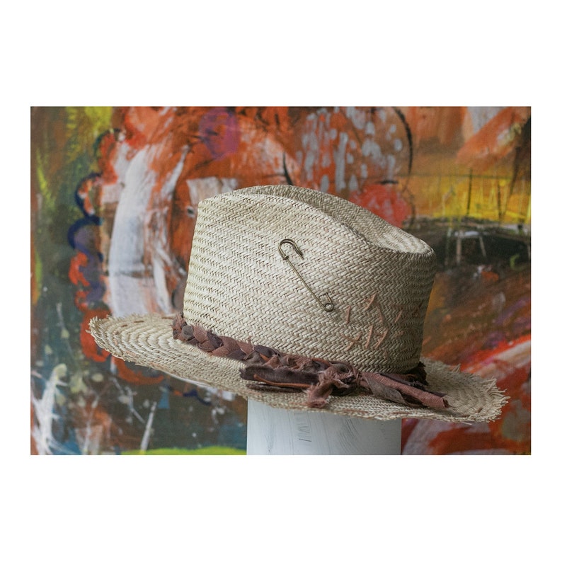 Raffia Straw Fedora - Bespoke Distressed Hat