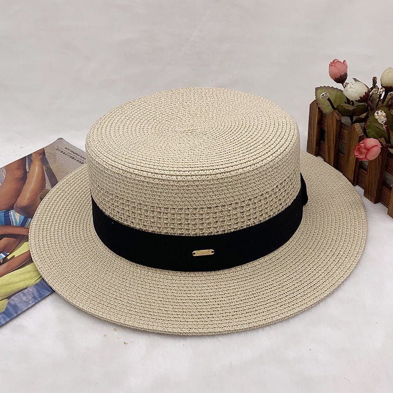 Hand-woven raffia summer hat