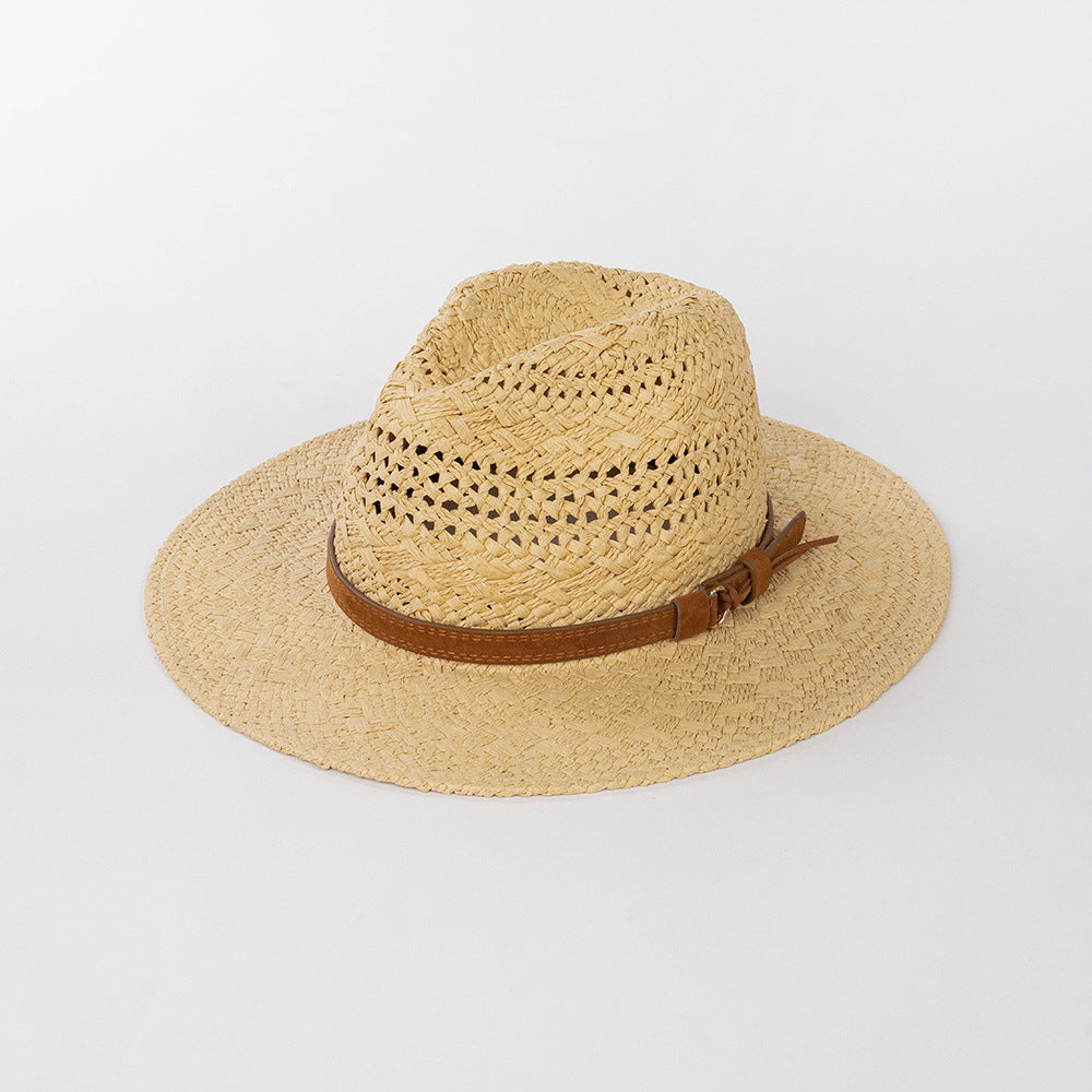 Fashionable Casual Hollow Pattern Wide Brim Straw Hat