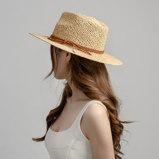 Fashionable Casual Braided Belt Hand-woven Raffia Straw Hat