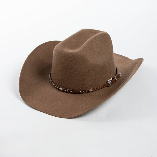 Studded leather belt Roll-up Wool Hat