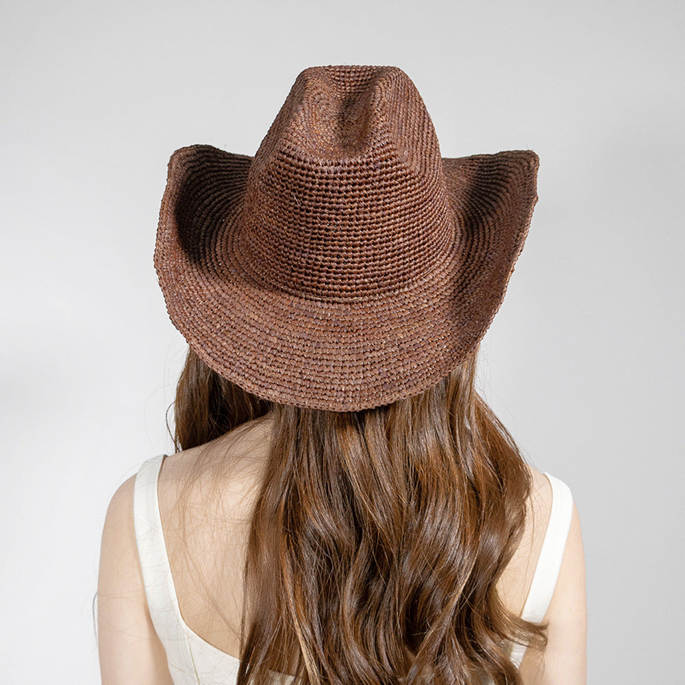 Hand Crocheted Raffia Straw Hat