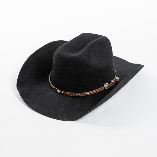 Studded leather belt Roll-up Wool Hat