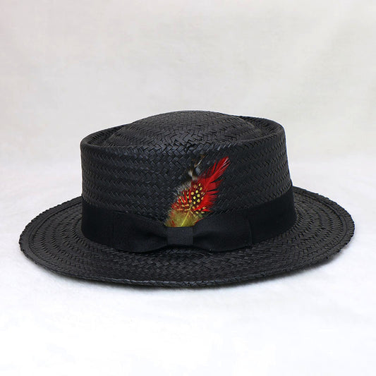 Fashionable Hoop Flat Top Paper Straw Hat