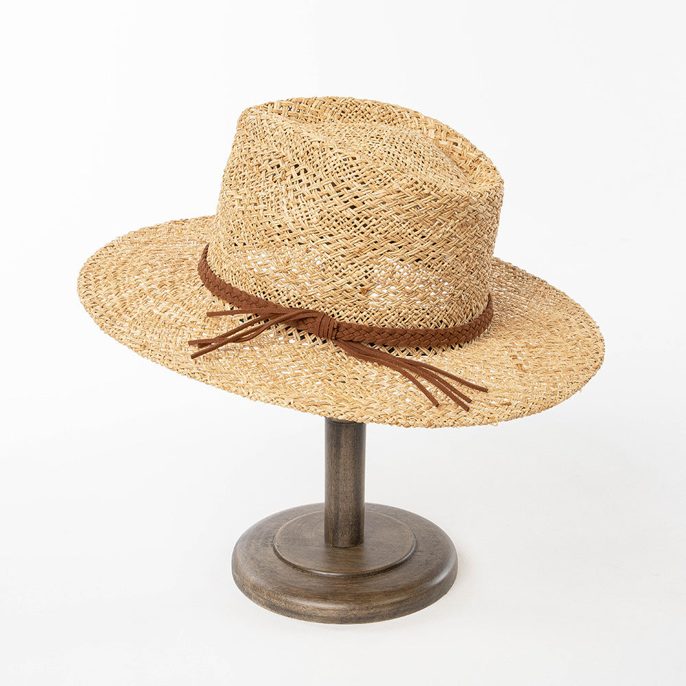 Fashionable Casual Braided Belt Hand-woven Raffia Straw Hat