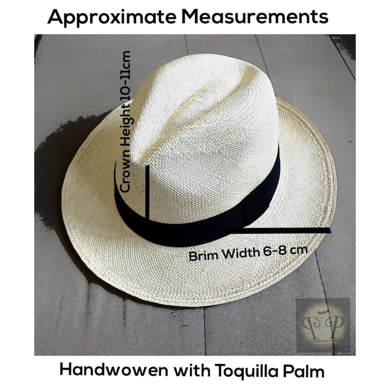 Genuine Ecuadorian Natural Panama Hat Handwoven in Ecuador Toquilla Palm Hat Fedora Hat Cuenca Style Ecuador Authentic