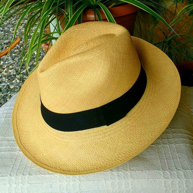 Genuine Ecuadorian Natural Panama Hat Handwoven in Ecuador Toquilla Palm Hat Fedora Hat Cuenca Style Ecuador Authentic
