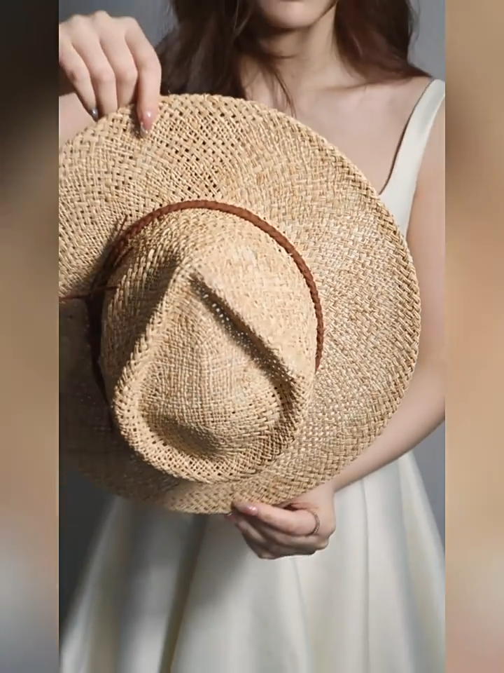 Fashionable Casual Braided Belt Hand-woven Raffia Straw Hat