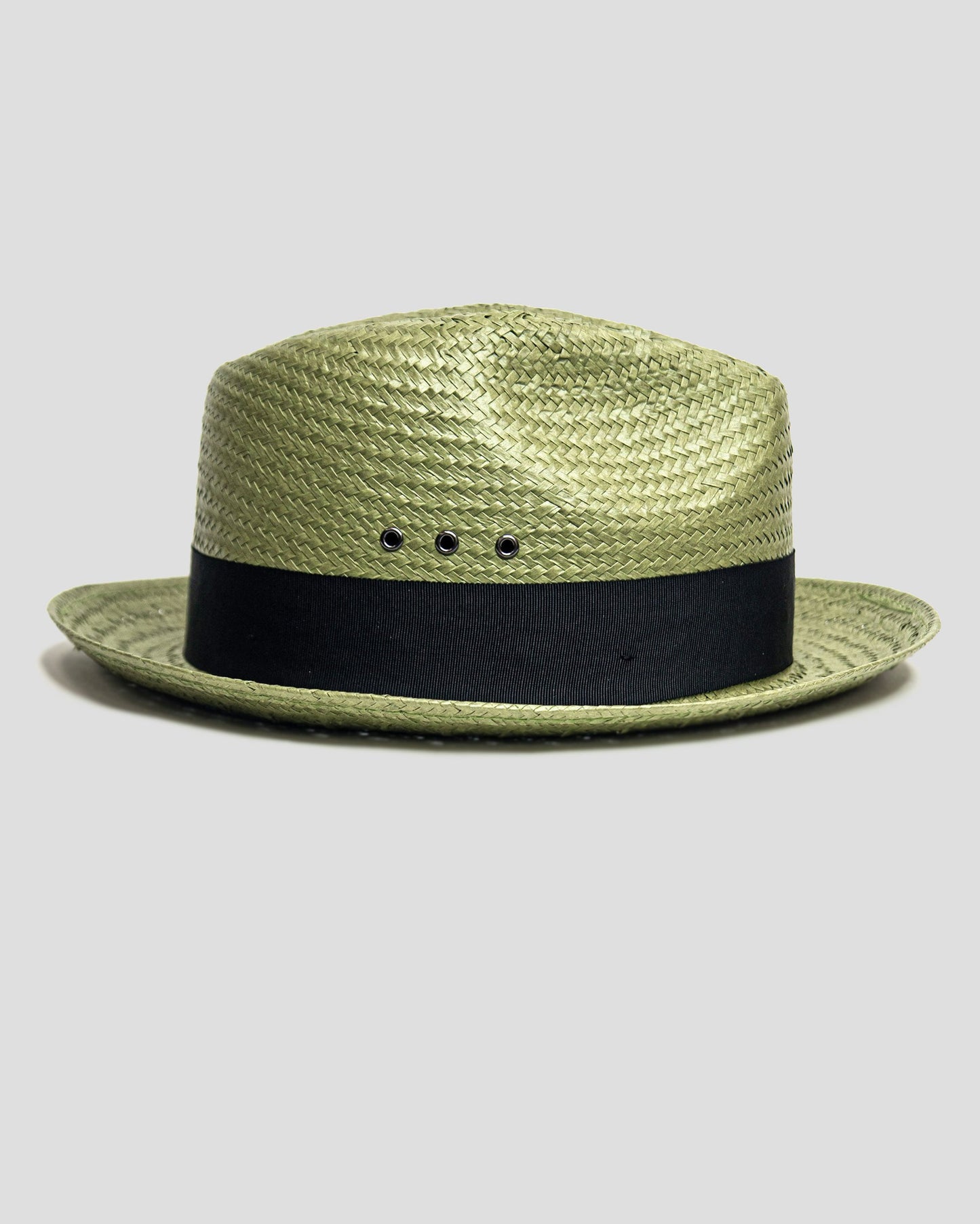 Straw Trilby Fedora Hat - Avocado + Black