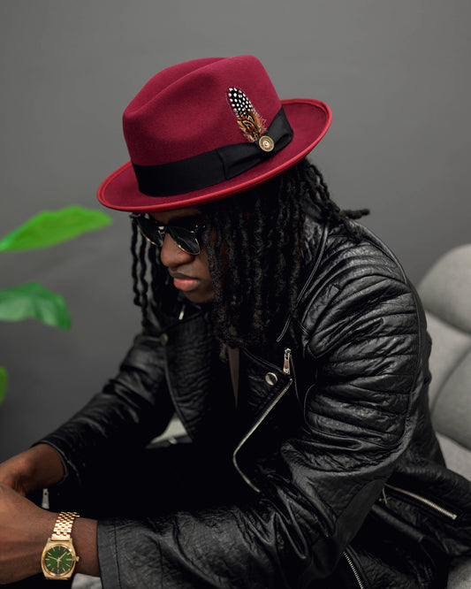 Trilby Fedora Hat – Burgundy V2