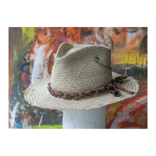 Raffia Straw Fedora - Bespoke Distressed Hat