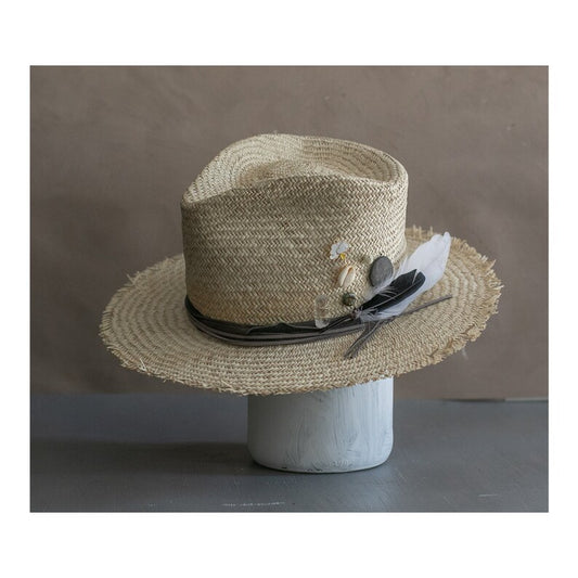 Raffia Straw Fedora- Haute Couture Straw Hat