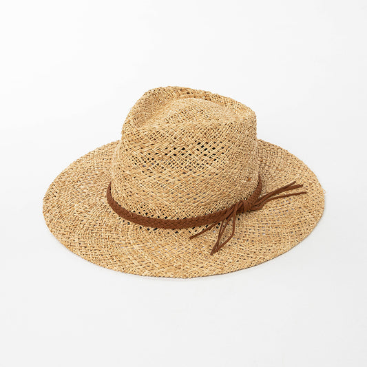 Fashionable Casual Braided Belt Hand-woven Raffia Straw Hat